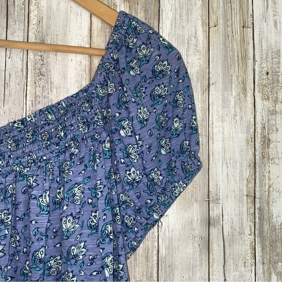 Lucky Brand Blue Floral Square Neck Blouse - Picture 4 of 6